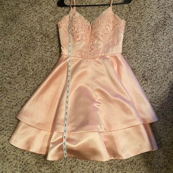 Pink Satin Lace Sequin Dress - Picture 7 of 8